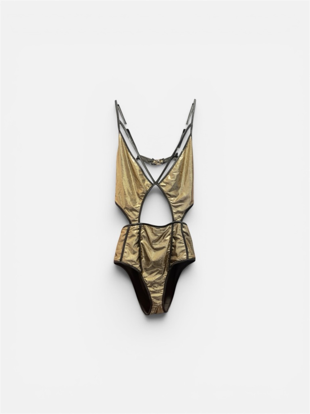 Gold Metallic Cutout One-Piece pole wear medium - Picture 2 of 9